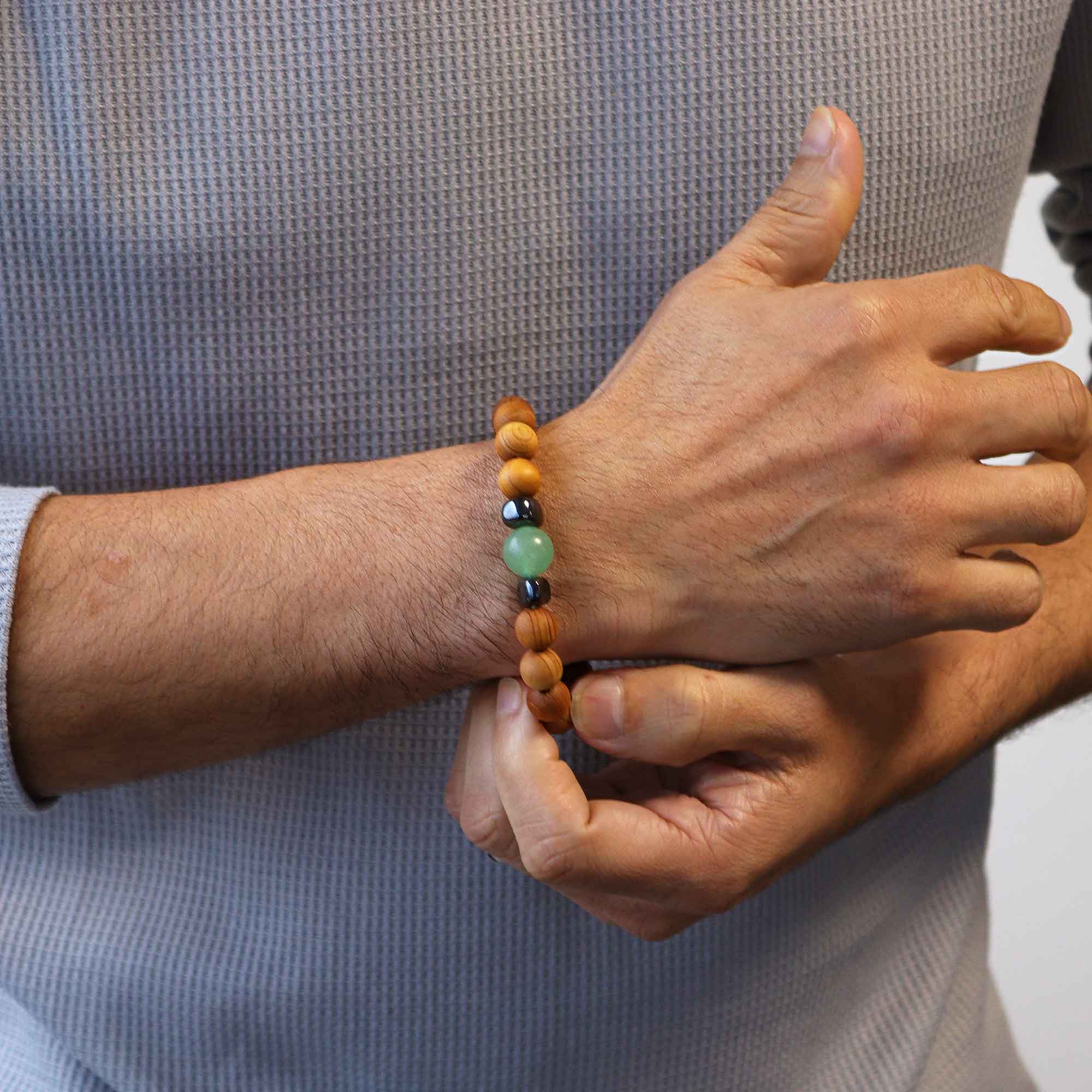 Adventurine Gemstone Cedarwood Bracelet - Sacral Chakra - Gemstone Bracelets from thetraditionalgiftshop.live