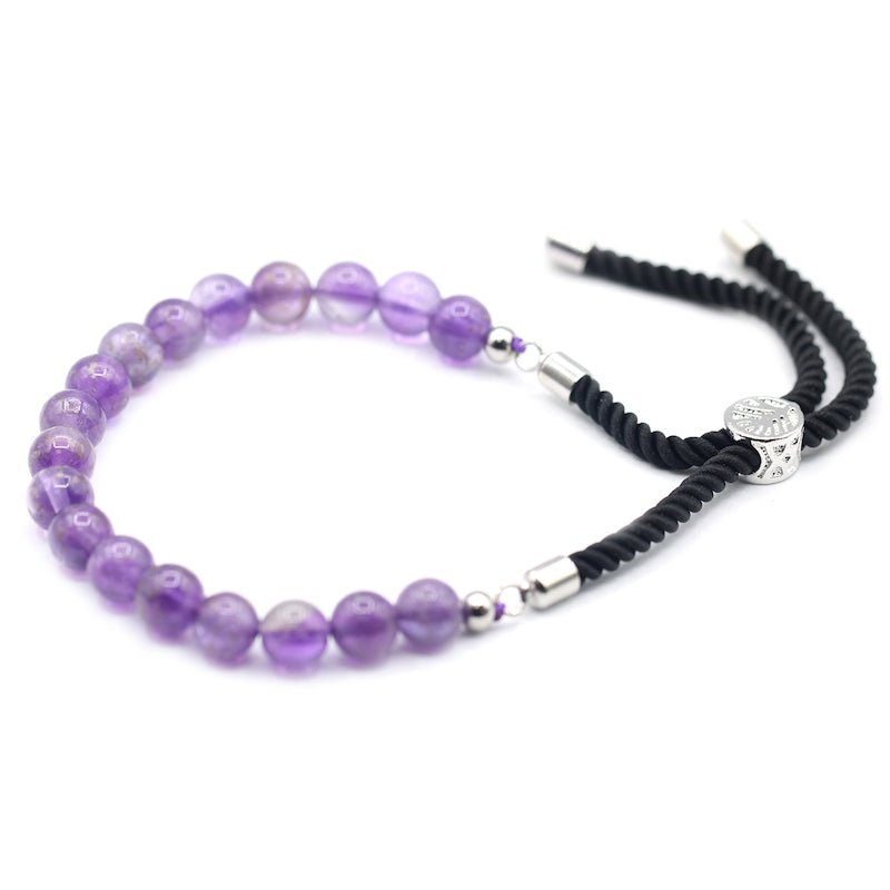 Amethyst Adjustable String Bracelet (925 Silver Plated) - Gemstone Bracelets from thetraditionalgiftshop.live