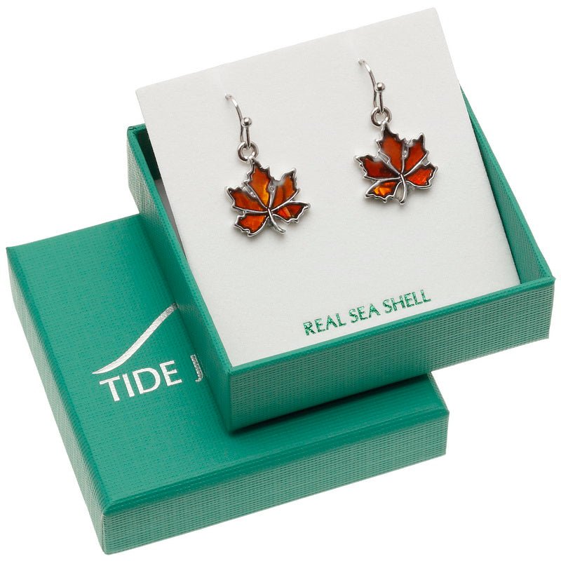 Autumn Leaf Paua Shell Earrings - Tide Jewellery from thetraditionalgiftshop.live
