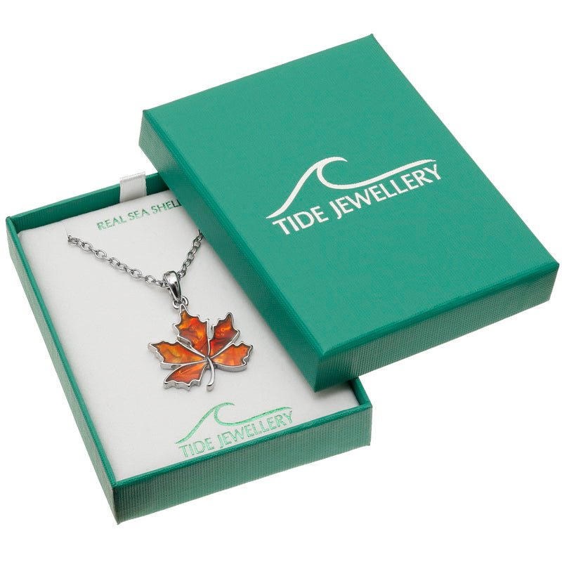 Autumn Leaf Paua Shell Necklace - Tide Jewellery from thetraditionalgiftshop.live