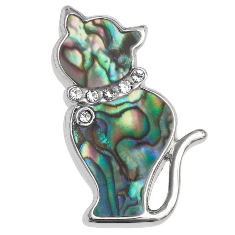 Cat Paua Shell Pin Badge - Tide Jewellery from thetraditionalgiftshop.live