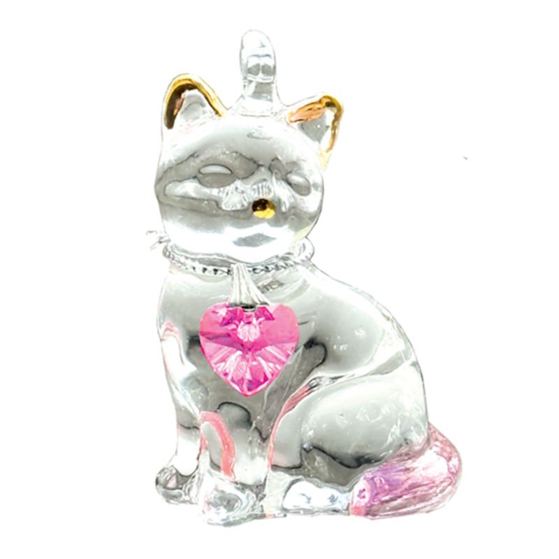 Fantasy Glass Pretty Little Kitty - Rose - Wild Things Crystal from thetraditionalgiftshop.live