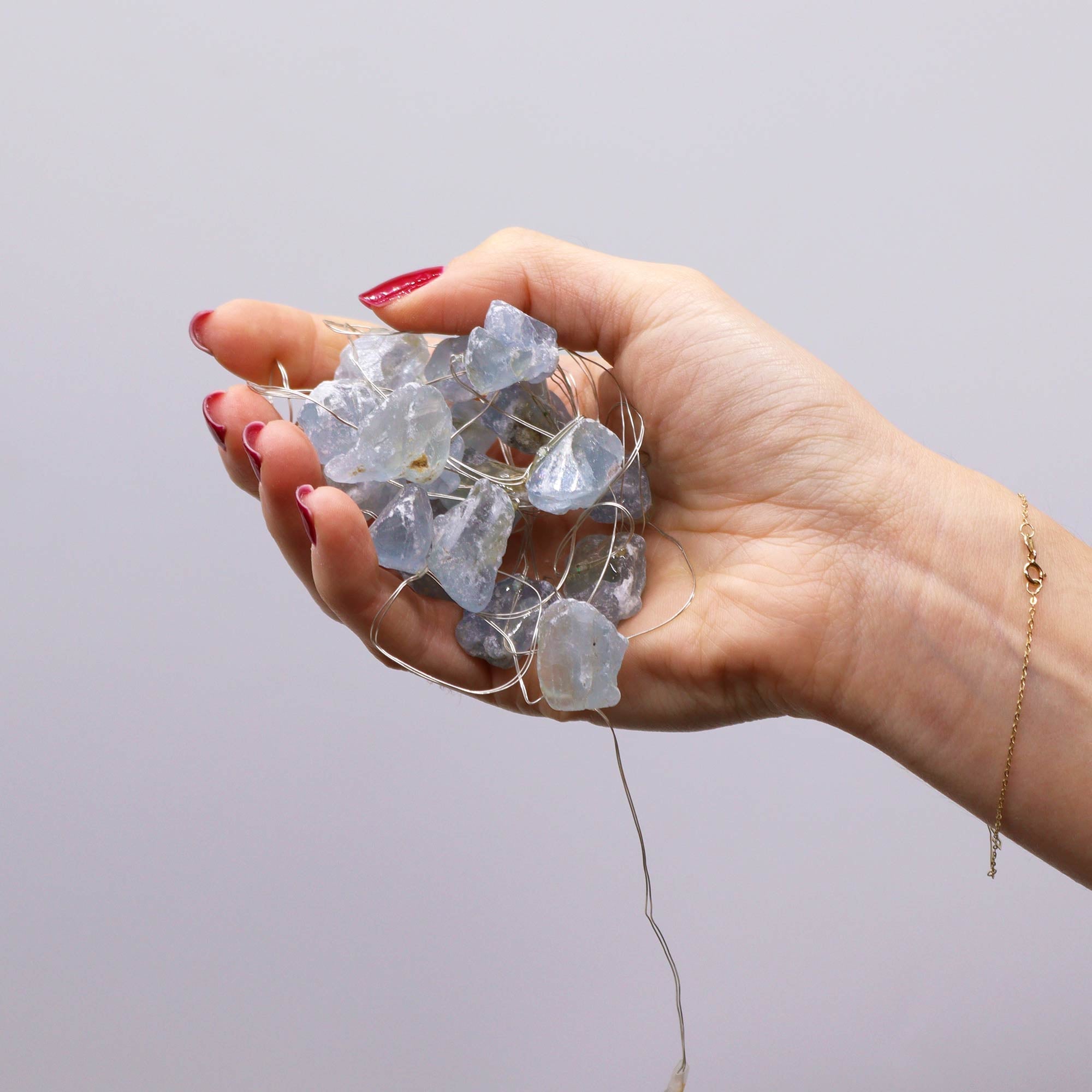 Gemstone LED String Lights - Celestite - Gemstone Enchantment Lights from thetraditionalgiftshop.live