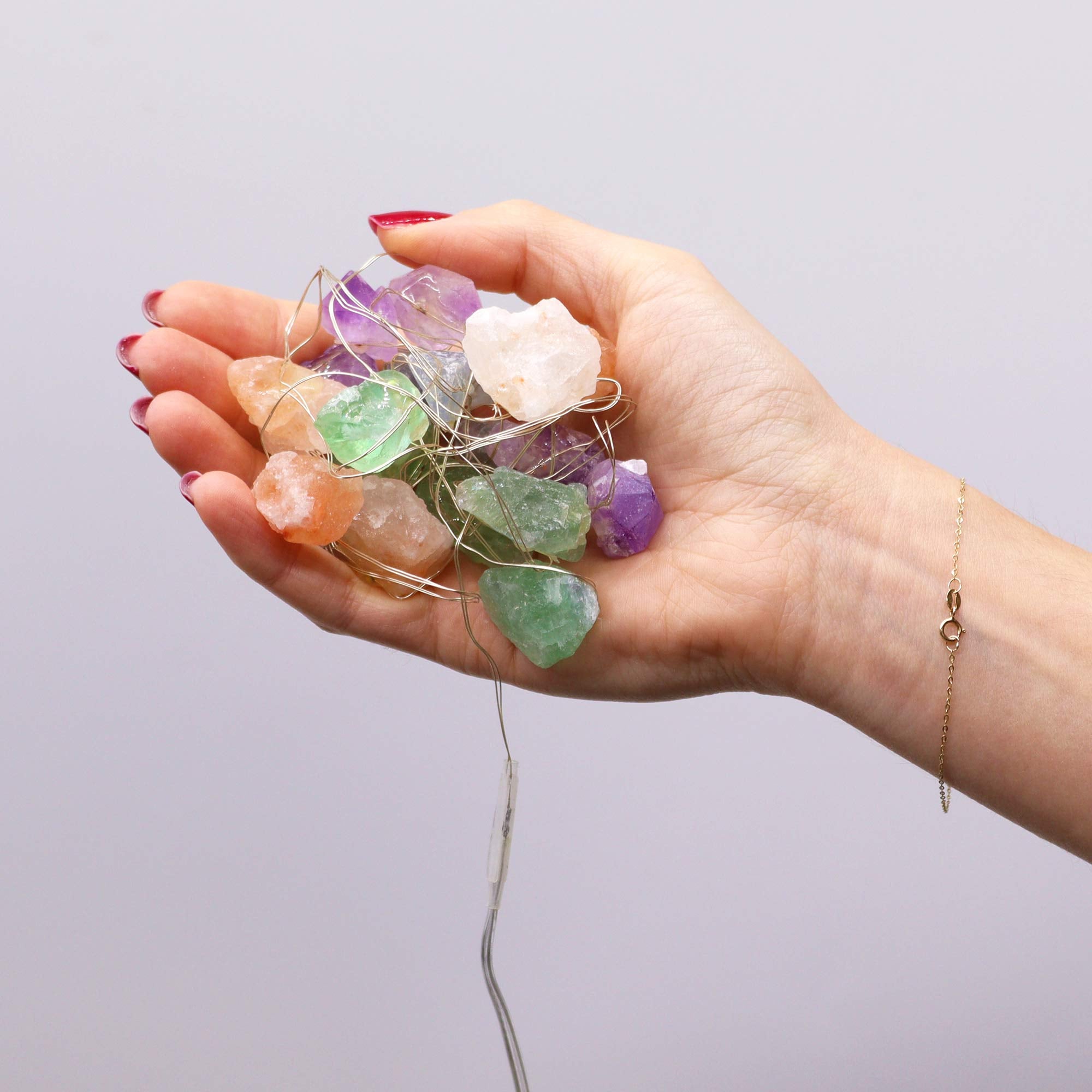 Gemstone LED String Lights - Mixed Crystals - Gemstone Enchantment Lights from thetraditionalgiftshop.live