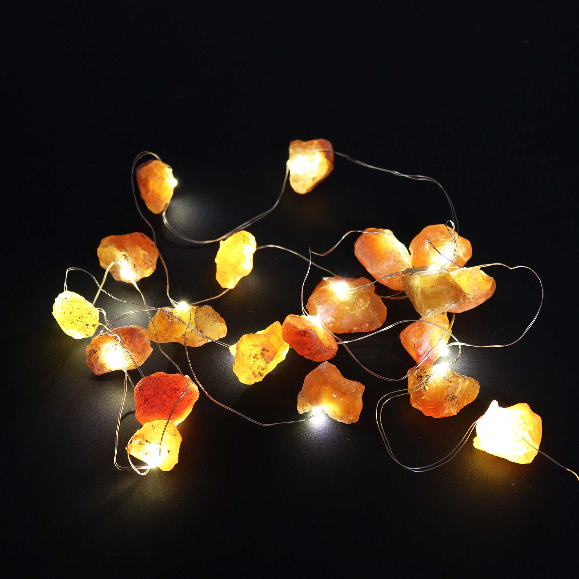 Gemstone LED String Lights - Orange Jade - Gemstone Enchantment Lights from thetraditionalgiftshop.live