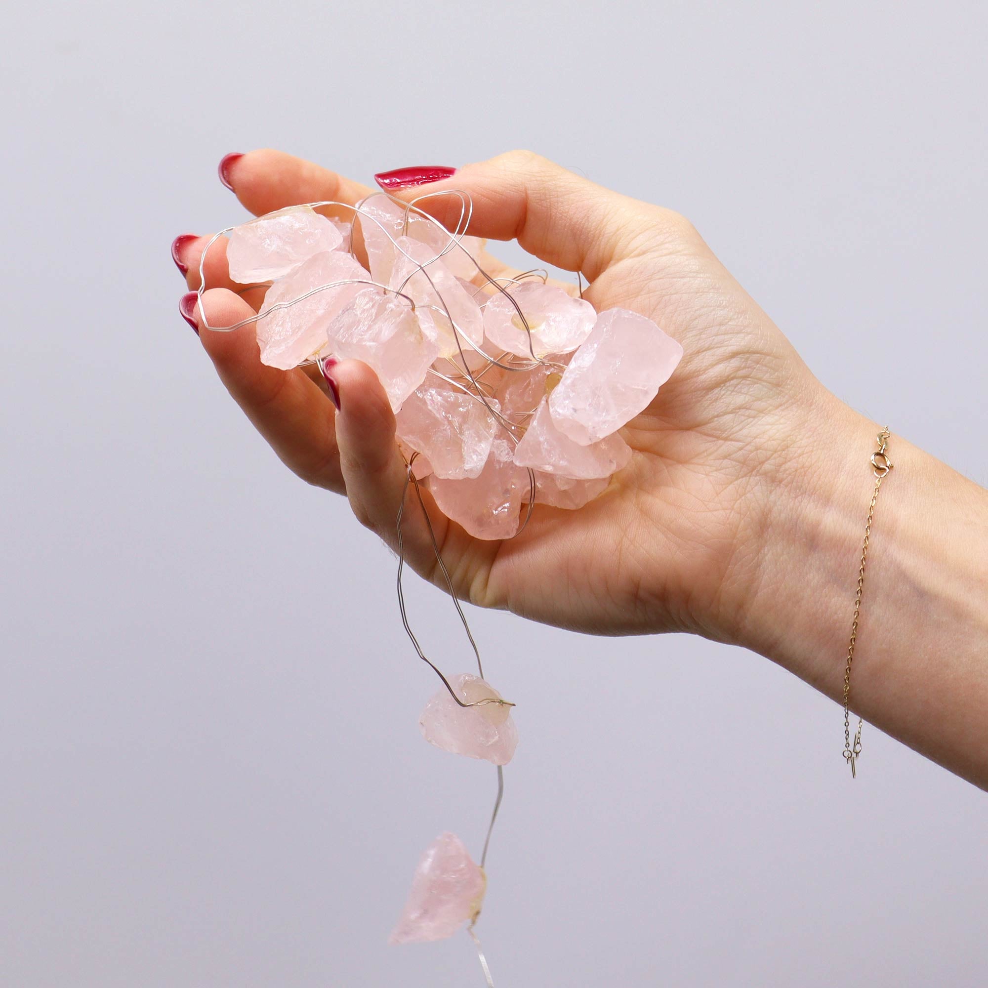 Gemstone LED String Lights - Rose Quartz - Gemstone Enchantment Lights from thetraditionalgiftshop.live