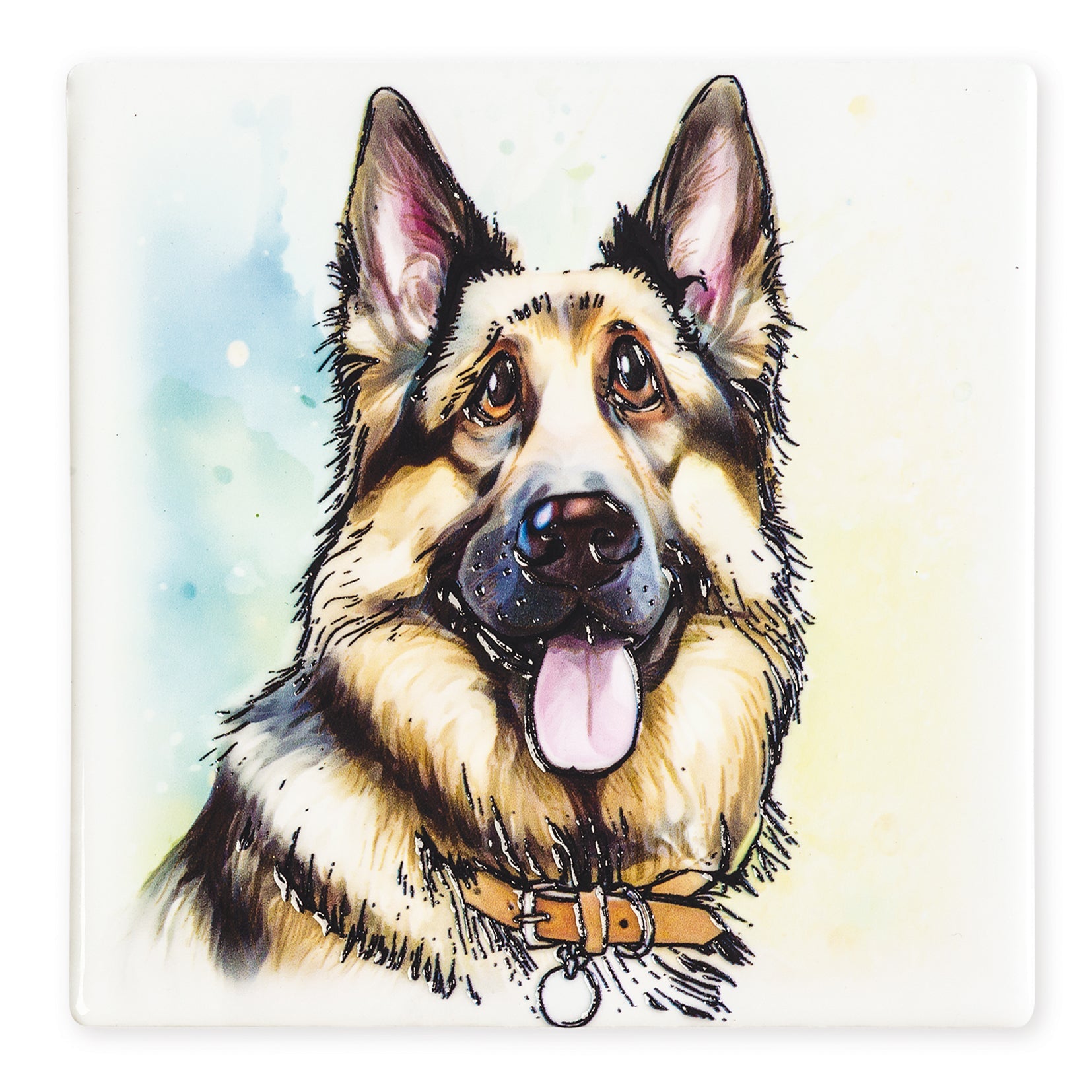 German Shepherd (Alsatian) Ceramic Art Coaster - Art of Arora from thetraditionalgiftshop.live