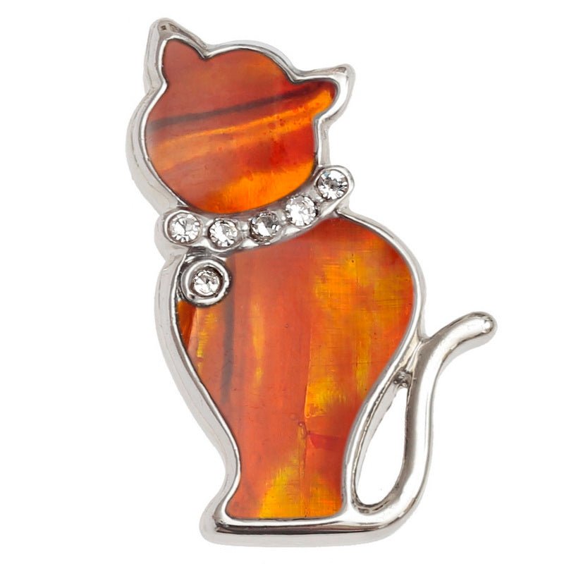 Ginger Cat Paua Shell Pin Badge - Tide Jewellery from thetraditionalgiftshop.live