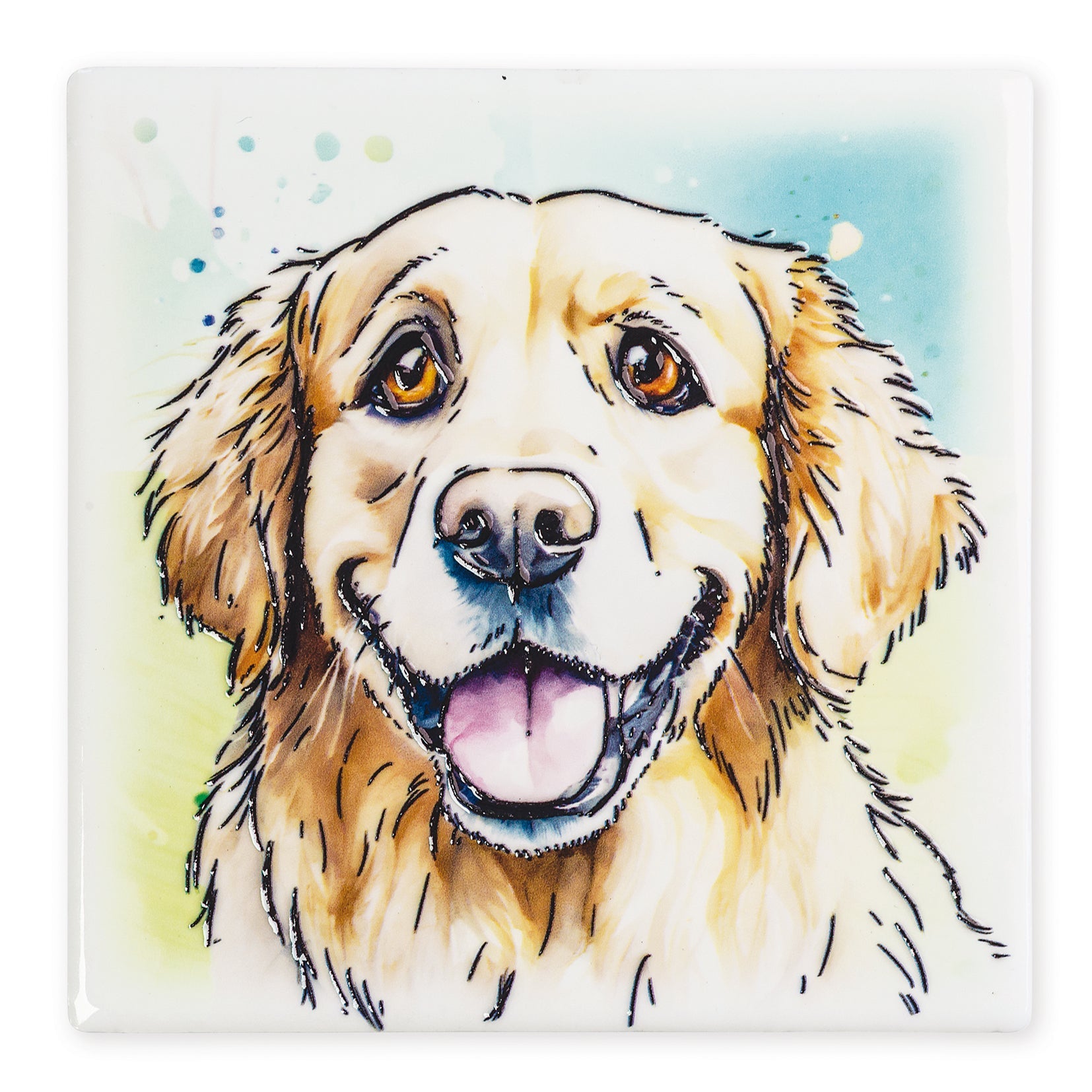 Golden Retriever Ceramic Art Coaster - Art of Arora from thetraditionalgiftshop.live
