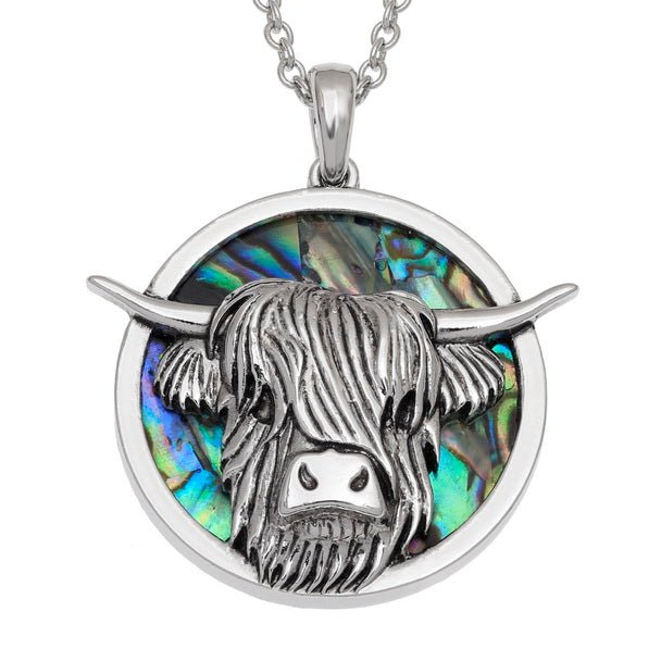 Highland Cow Paua Shell Necklace - Tide Jewellery from thetraditionalgiftshop.live