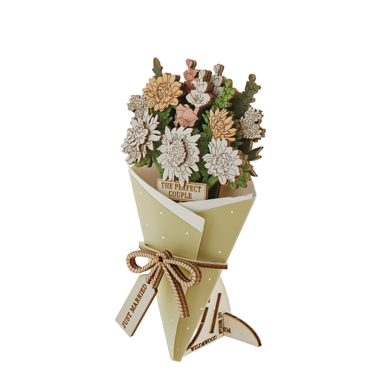 Just Married 3D Flower Bouquet - Wild & Wood from thetraditionalgiftshop.live