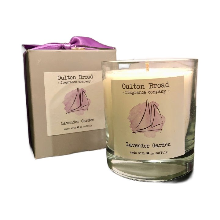 Lavender Garden Glass Jar Candle - Oulton Broad Fragrance Company from thetraditionalgiftshop.live