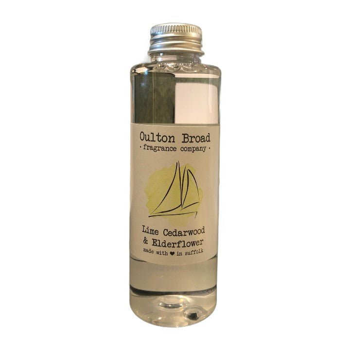 Lime, Cedarwood & Elderflower Reed Diffuser Refill Oil - Oulton Broad Fragrance Company from thetraditionalgiftshop.live