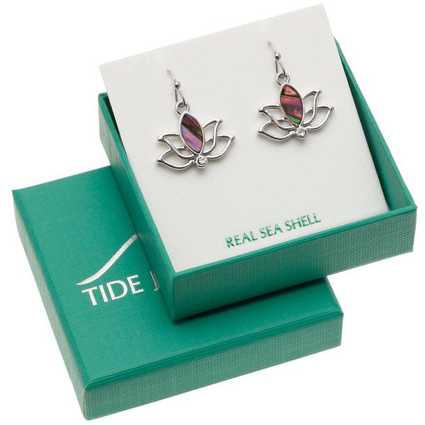 Lotus Flower Paua Shell Earrings - Tide Jewellery from thetraditionalgiftshop.live