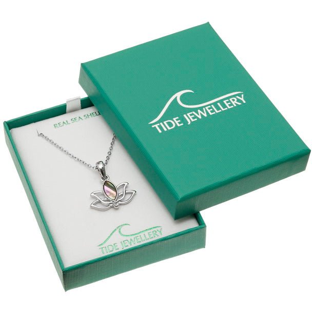 Lotus Flower Paua Shell Necklace - Tide Jewellery from thetraditionalgiftshop.live