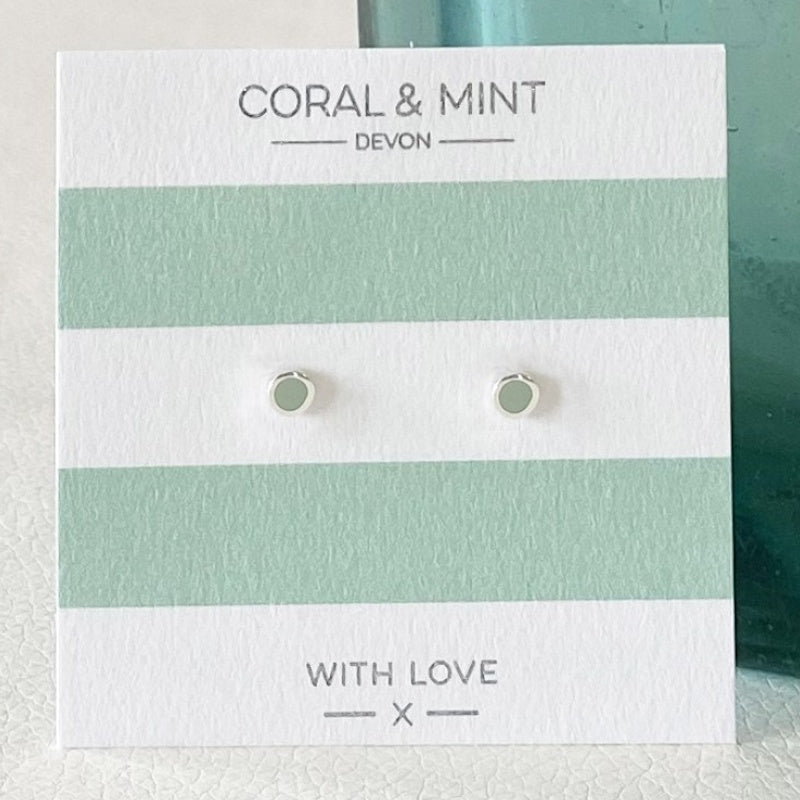 Mint Mini Stud Earrings (Silver Plated) - Coral & Mint from thetraditionalgiftshop.live