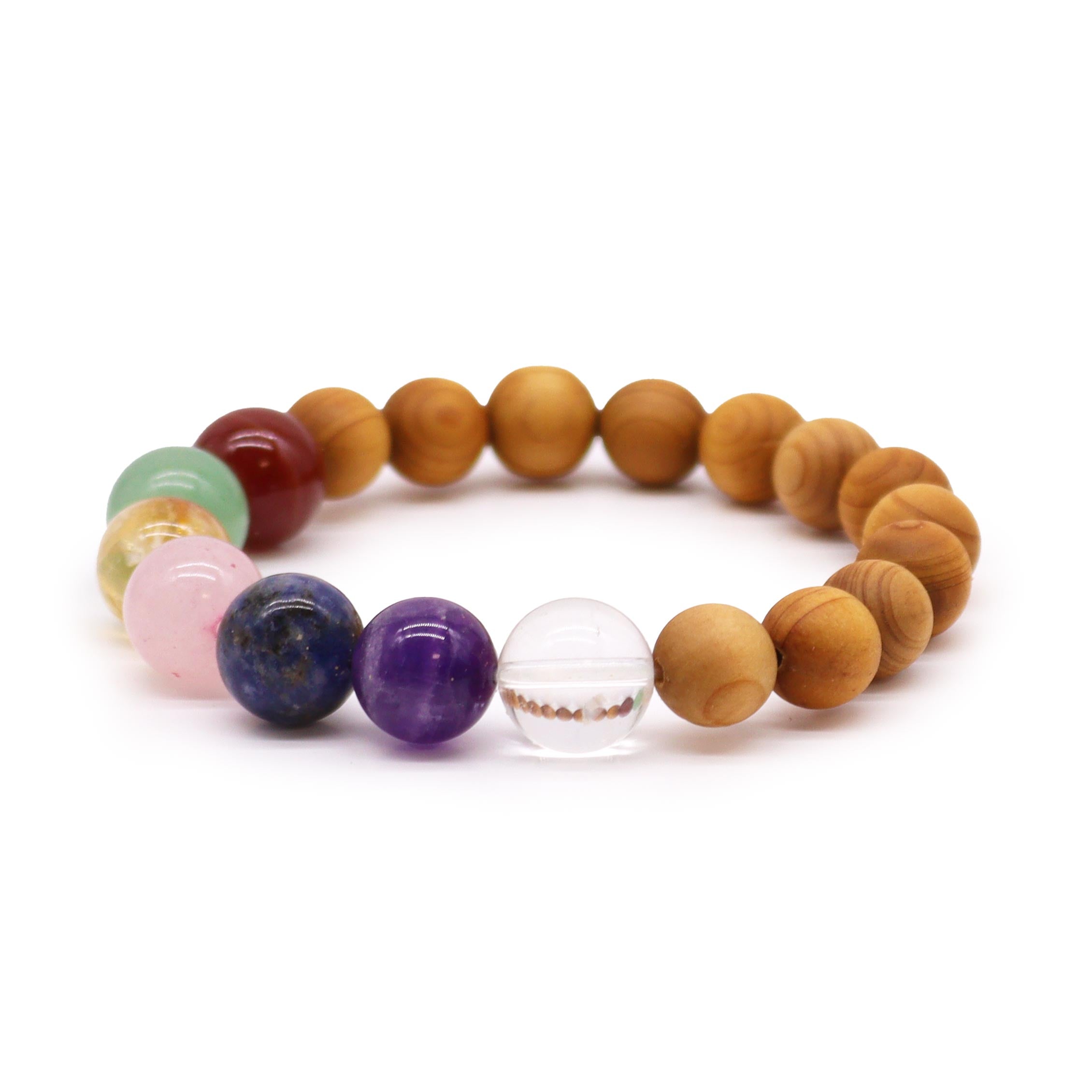 Multi Gemstone Cedarwood Bracelet - 7 Chakra - Gemstone Bracelets from thetraditionalgiftshop.live
