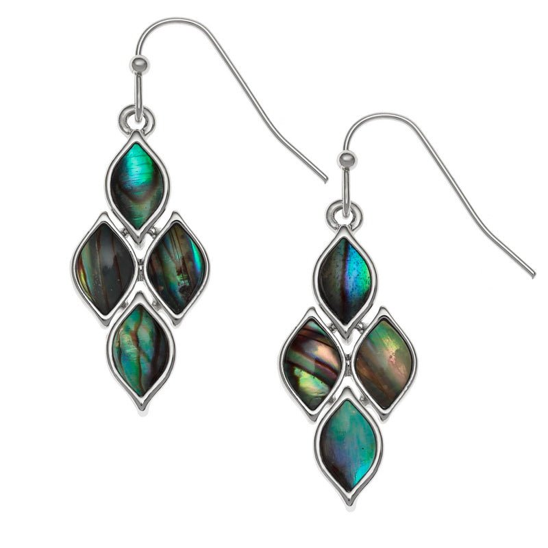 Natural Articulated Diamond Paua Shell Earrings - Tide Jewellery from thetraditionalgiftshop.live