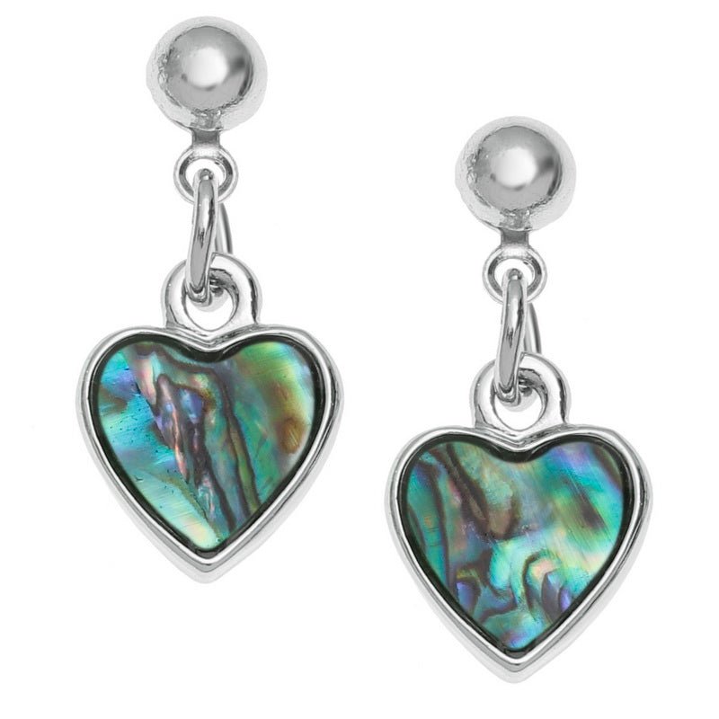 Natural Drop Heart Paua Shell Stud Earrings - Tide Jewellery from thetraditionalgiftshop.live