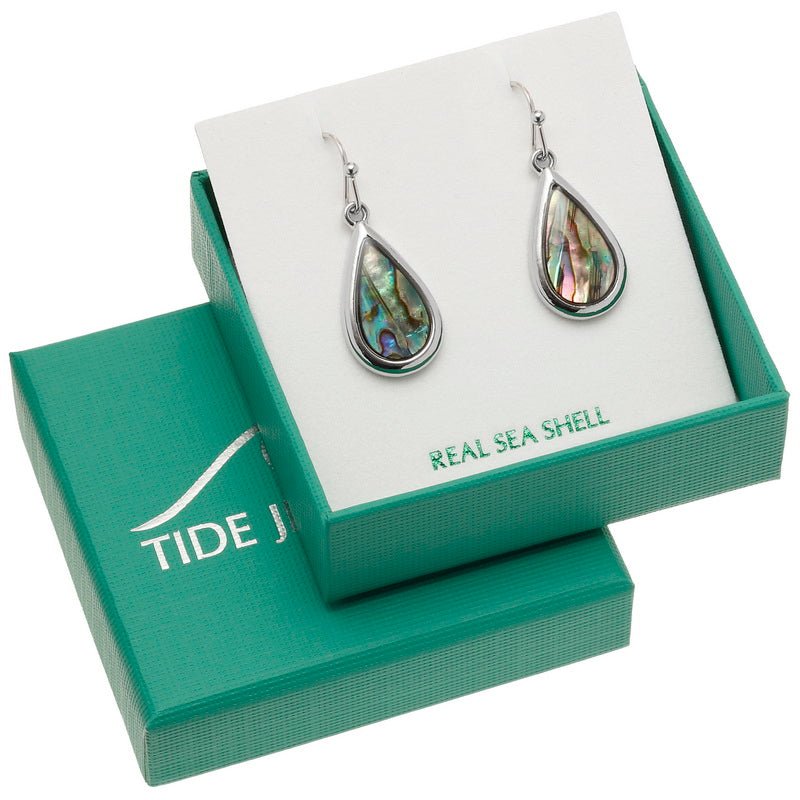 Natural Teardrop Paua Shell Earrings - Tide Jewellery from thetraditionalgiftshop.live