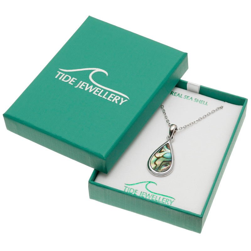 Natural Teardrop Paua Shell Necklace - Tide Jewellery from thetraditionalgiftshop.live