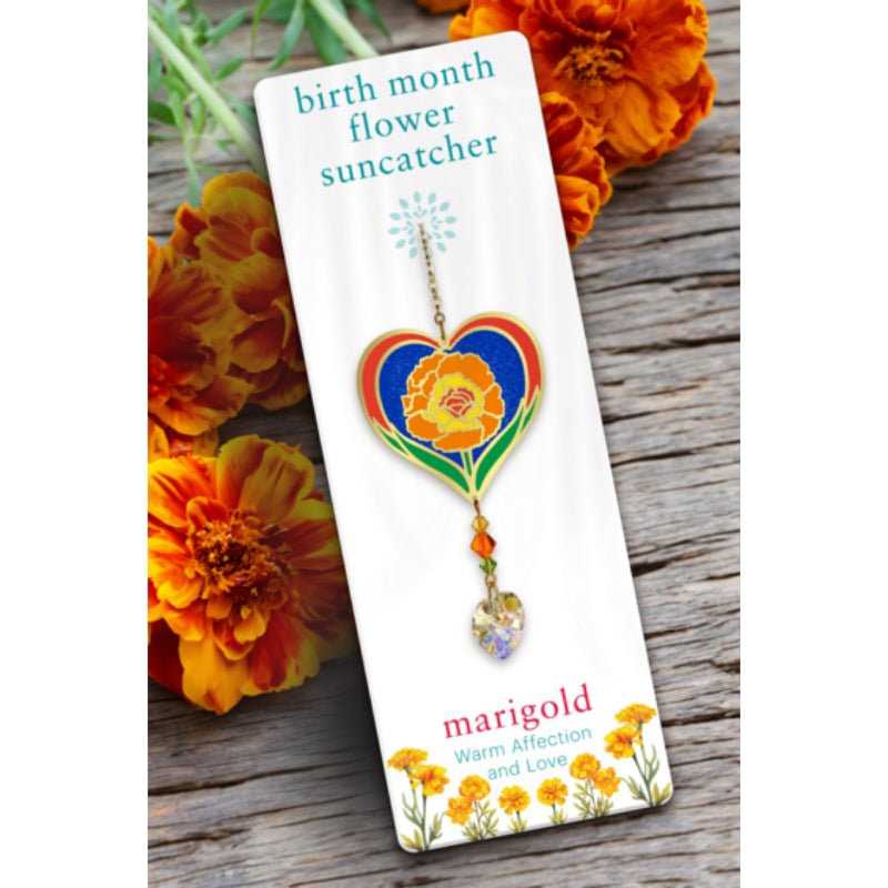 October (Marigold) Birth Month Flower Suncatcher - Wild Things Crystal from thetraditionalgiftshop.live