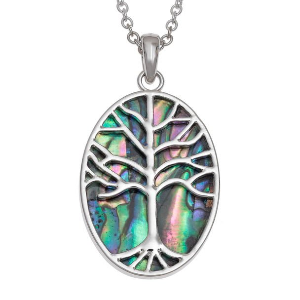 Oval Tree of Life Paua Shell Necklace - Tide Jewellery from thetraditionalgiftshop.live