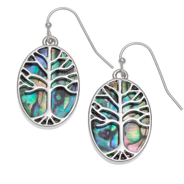 Oval Tree of Life Paua Shell Stud Earrings - Tide Jewellery from thetraditionalgiftshop.live