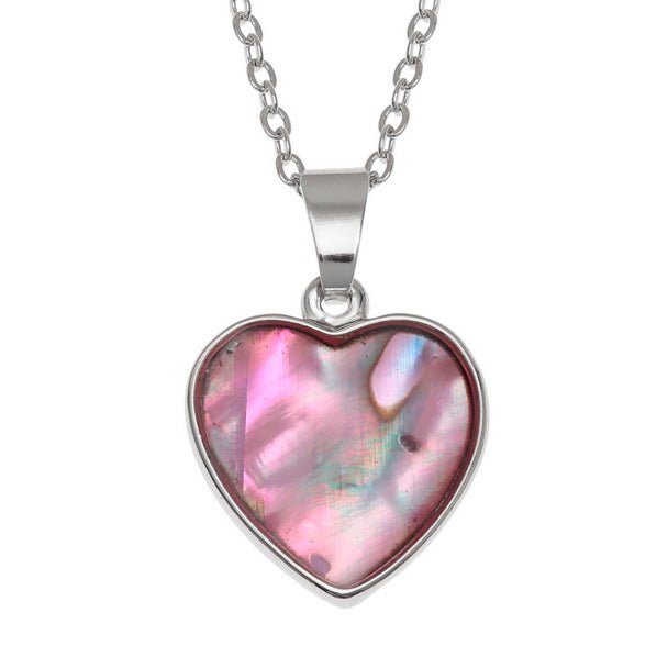 Pink Heart Paua Shell Necklace - Tide Jewellery from thetraditionalgiftshop.live