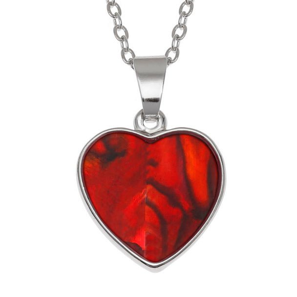 Red Heart Paua Shell Necklace - Tide Jewellery from thetraditionalgiftshop.live