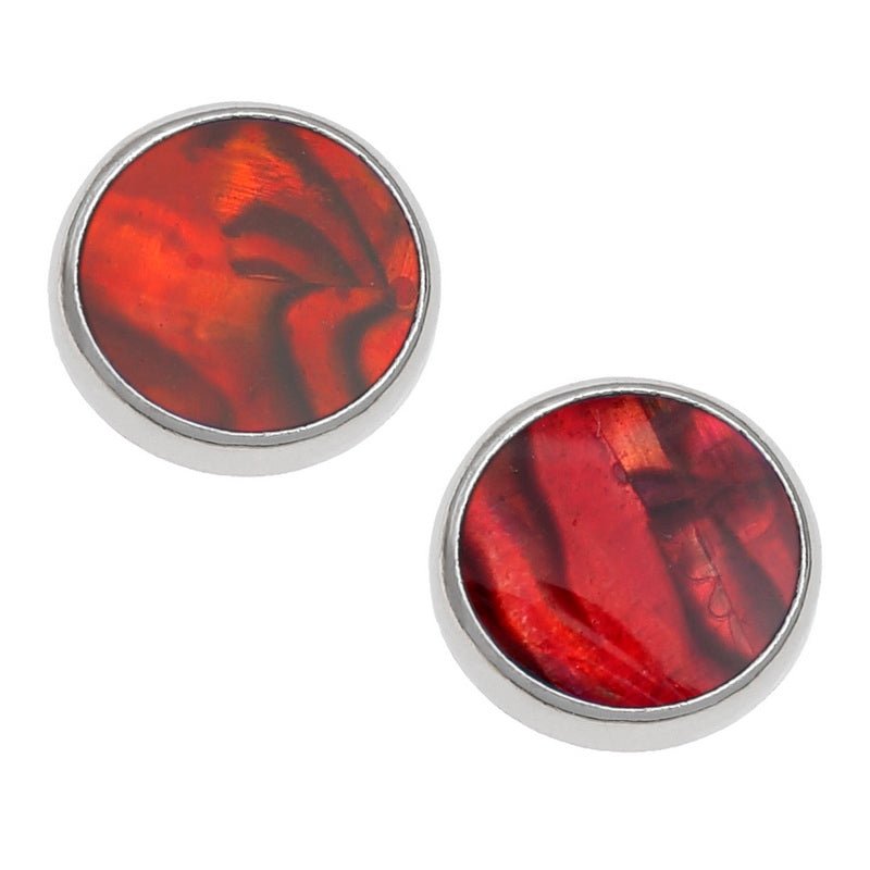 Red Round Paua Shell Earrings - Tide Jewellery from thetraditionalgiftshop.live