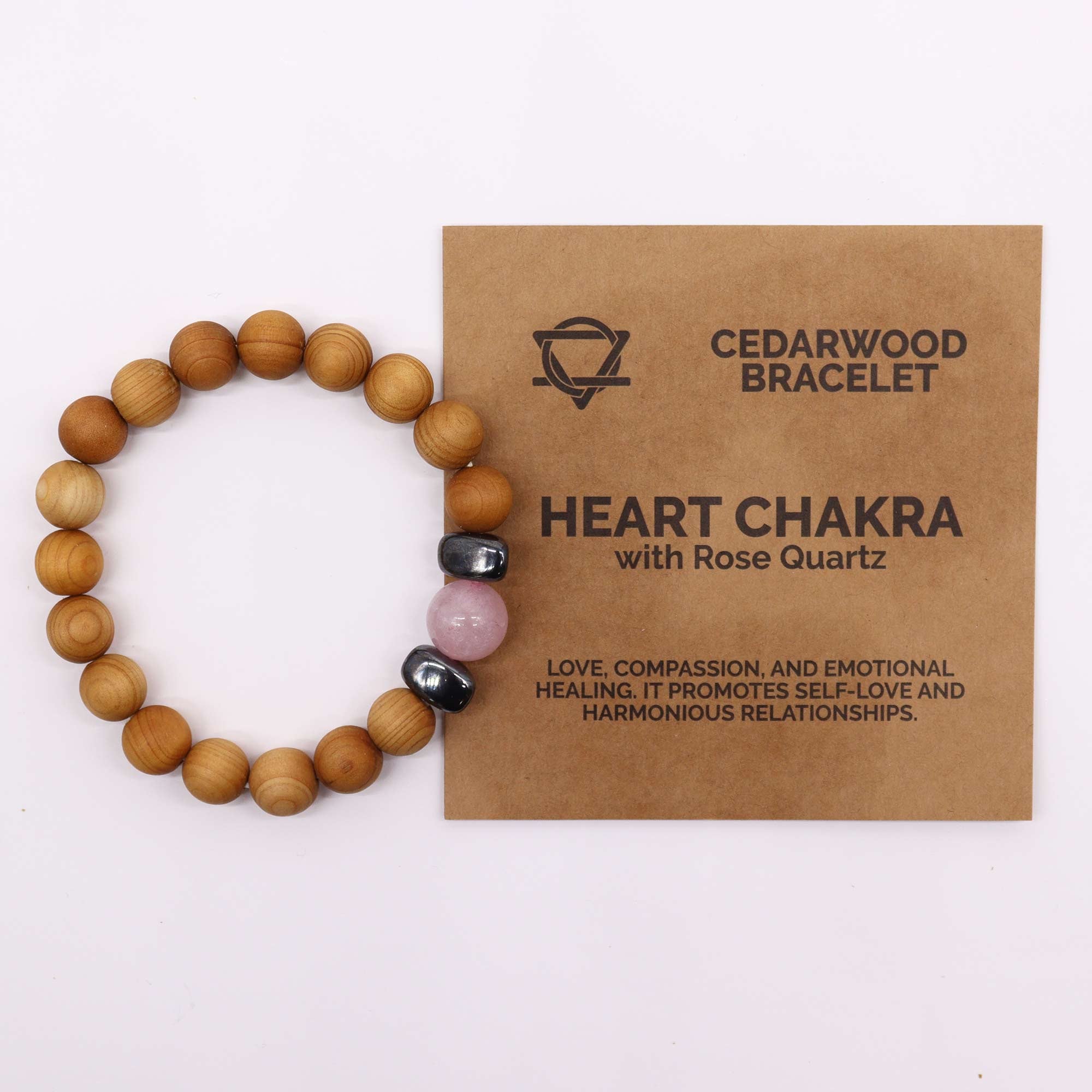 Rose Quartz Gemstone Cedarwood Bracelet - Heart Chakra - Gemstone Bracelets from thetraditionalgiftshop.live