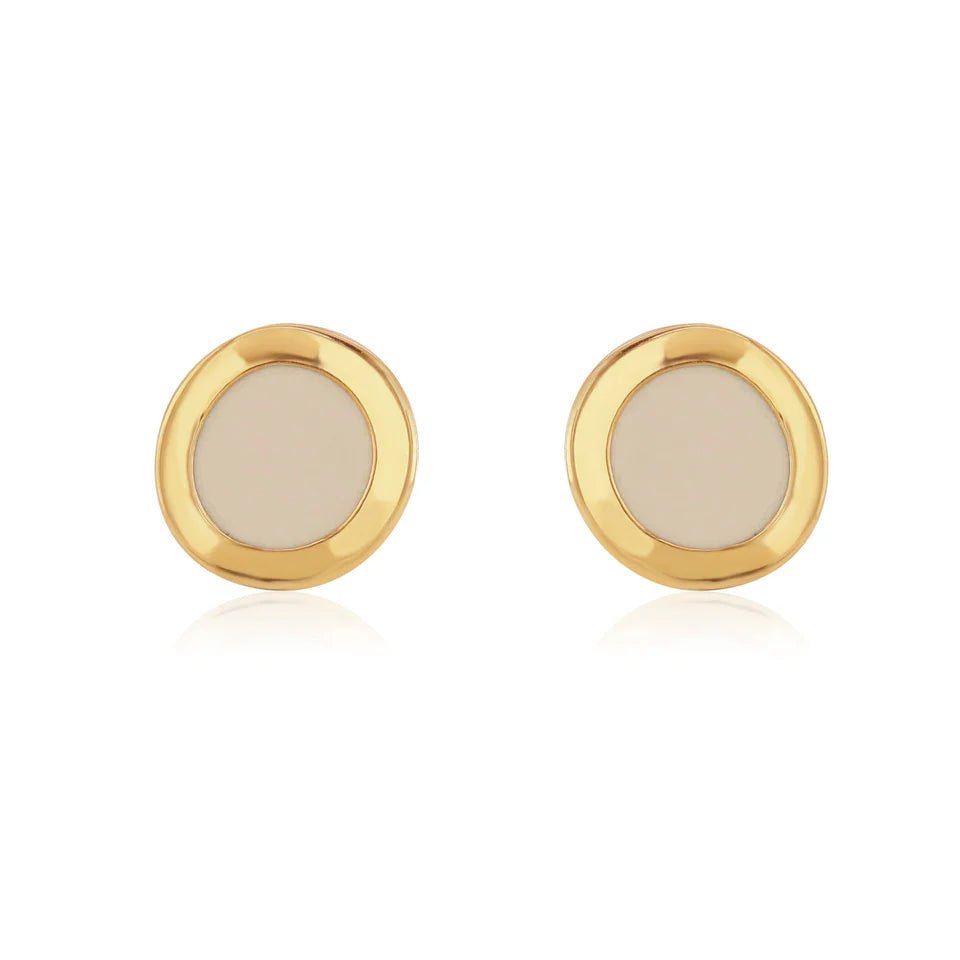 Sand Stud Earrings (Gold Plated) - Coral & Mint from thetraditionalgiftshop.live