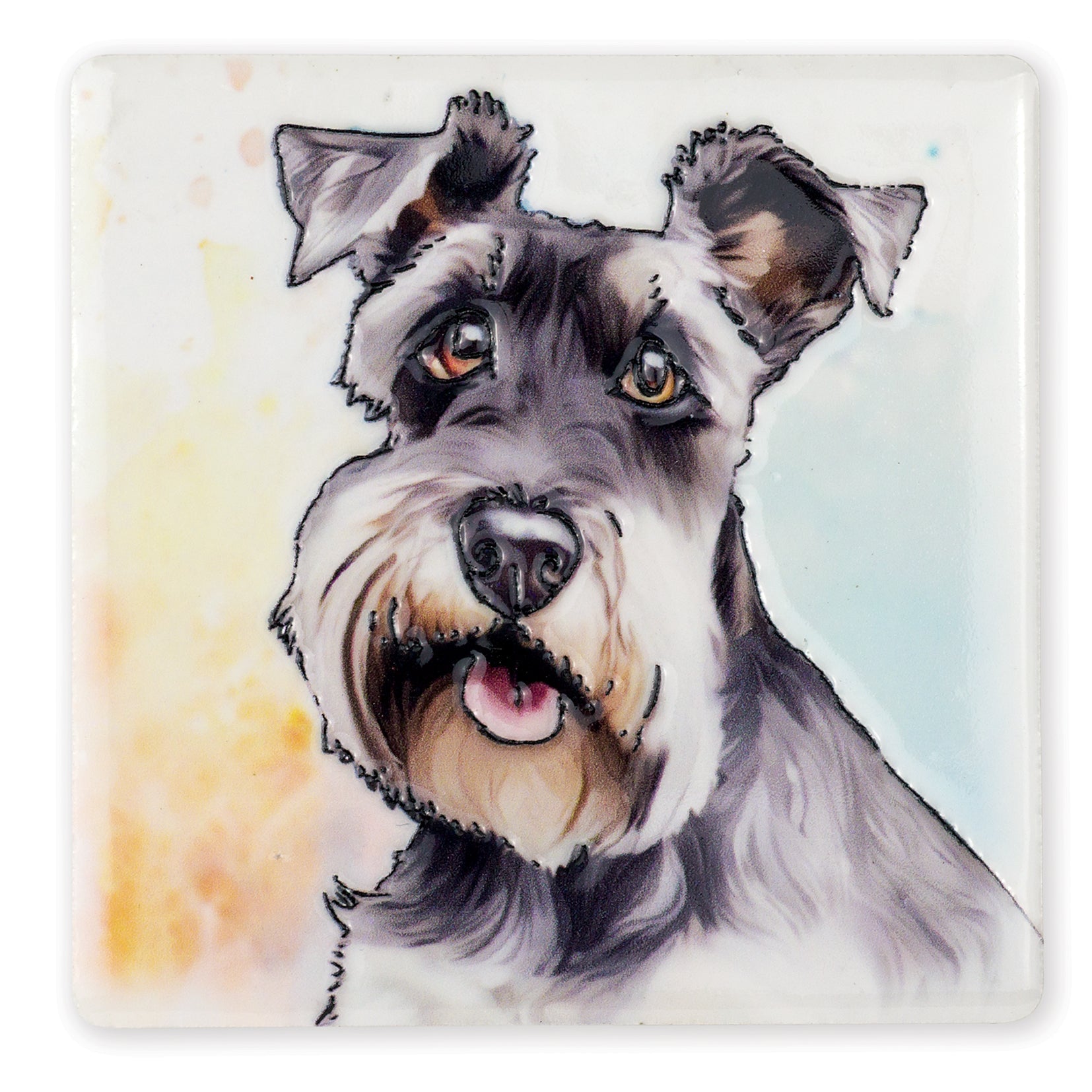 Schnauzer Ceramic Art Coaster - Art of Arora from thetraditionalgiftshop.live