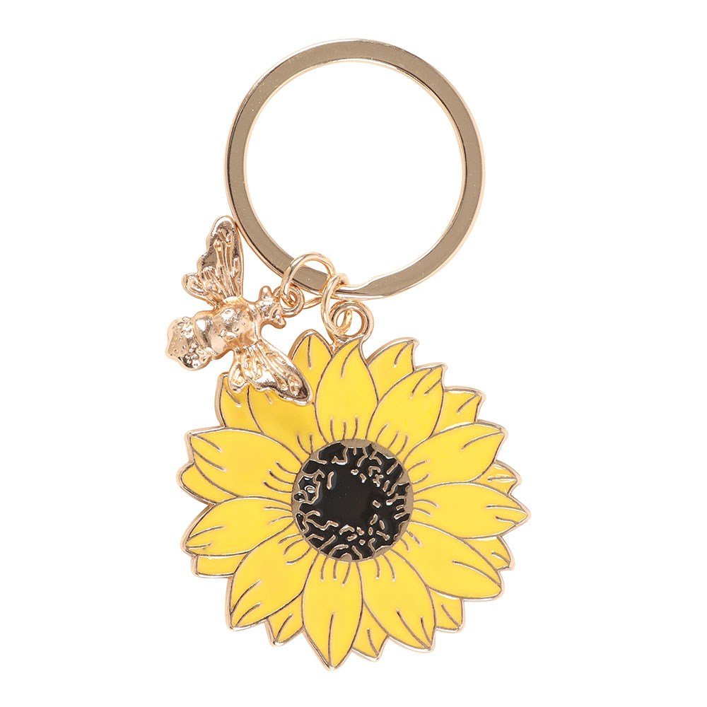 Sunflower & Bee Keyring - Jones Home & Gift from thetraditionalgiftshop.live