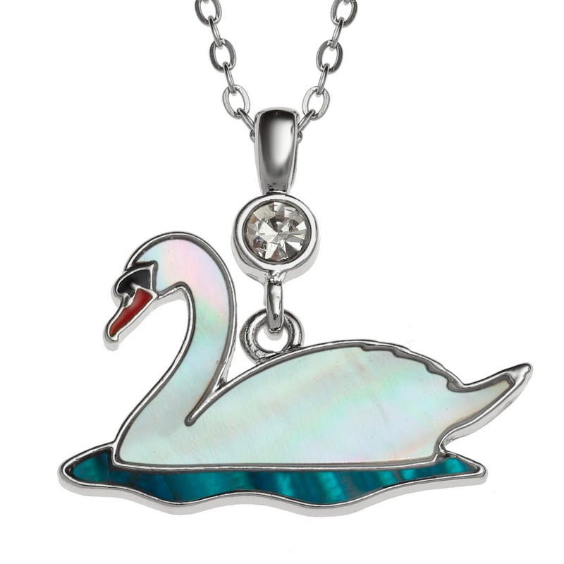 Swimming Swan Paua Shell Necklace - Tide Jewellery from thetraditionalgiftshop.live