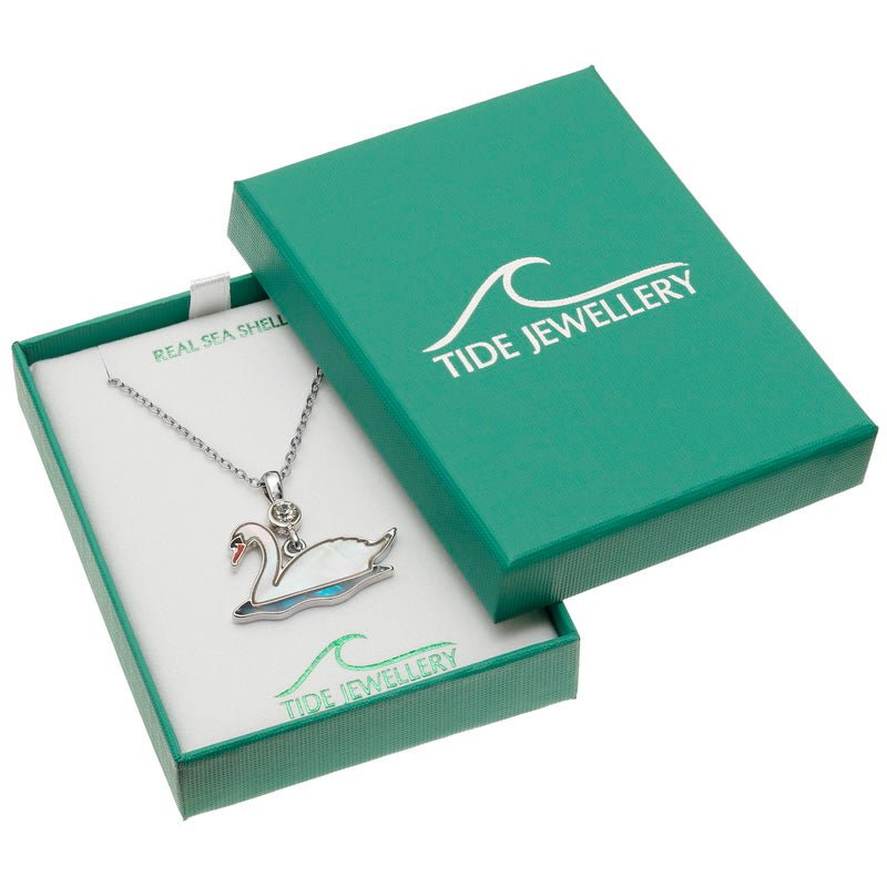 Swimming Swan Paua Shell Necklace - Tide Jewellery from thetraditionalgiftshop.live