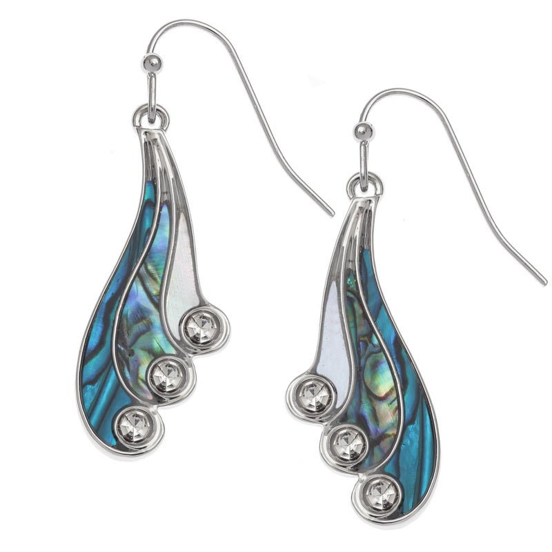 Three Colour Swish Paua Shell Hook Earrings - Tide Jewellery from thetraditionalgiftshop.live