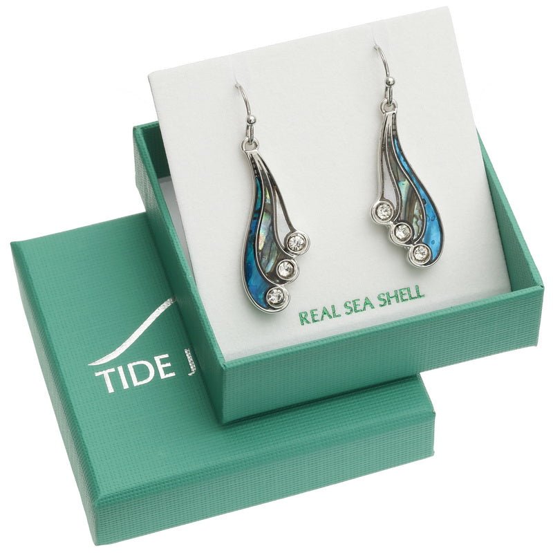 Three Colour Swish Paua Shell Hook Earrings - Tide Jewellery from thetraditionalgiftshop.live
