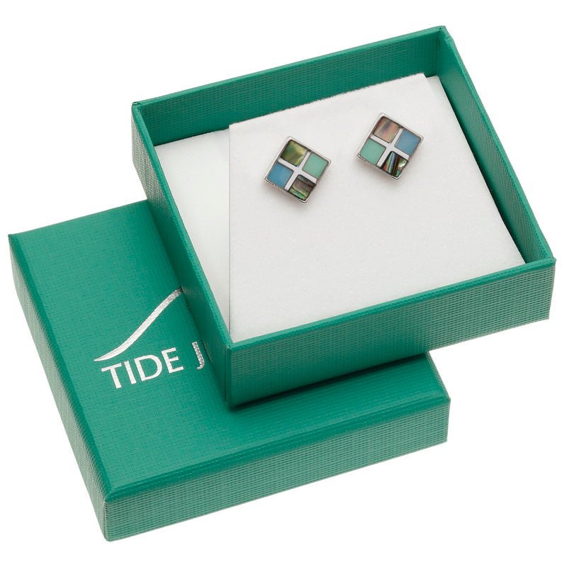 Tonal Squares Paua Shell Earrings - Tide Jewellery from thetraditionalgiftshop.live