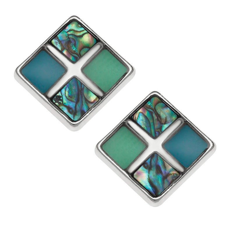Tonal Squares Paua Shell Earrings - Tide Jewellery from thetraditionalgiftshop.live