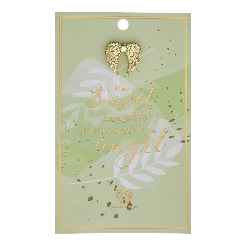 Travel Through Life Angel Wings Lapel Pin on Card - You Are An Angel from thetraditionalgiftshop.live
