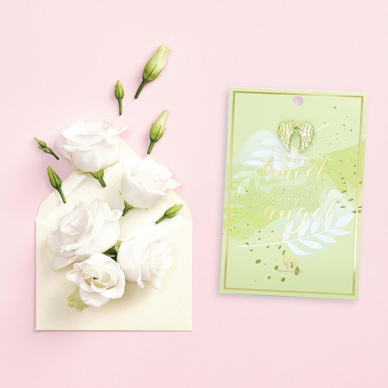 Travel Through Life Angel Wings Lapel Pin on Card - You Are An Angel from thetraditionalgiftshop.live