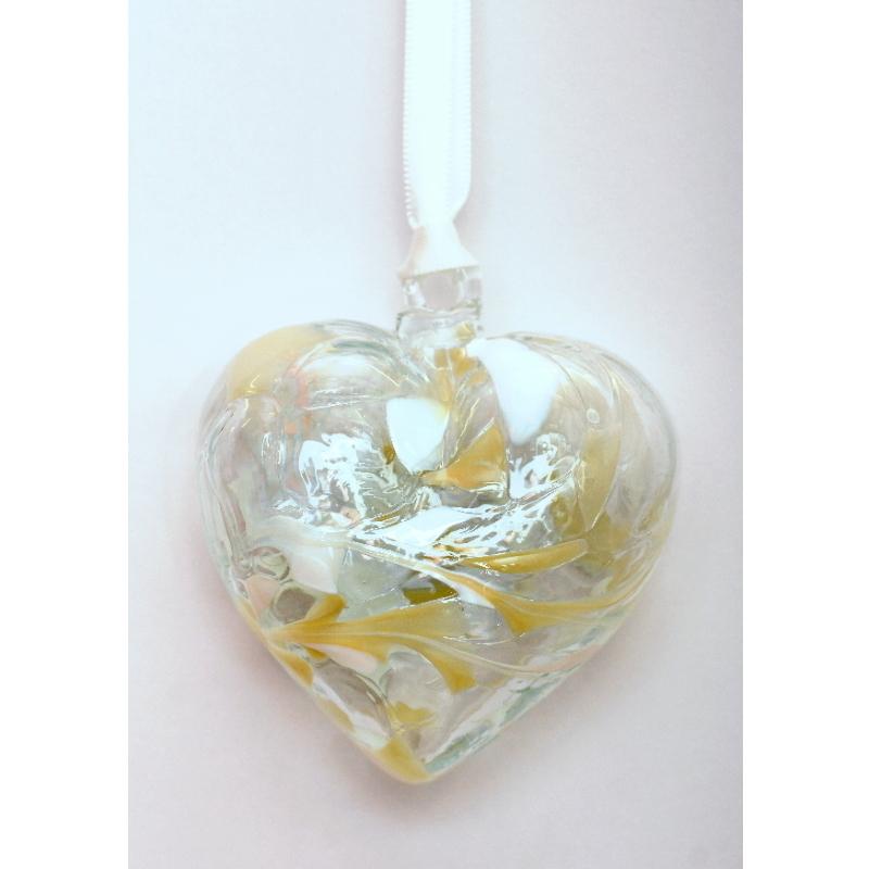 April (Diamond) Birthstone Blown Glass Heart - Milford Blown Glass from thetraditionalgiftshop.live