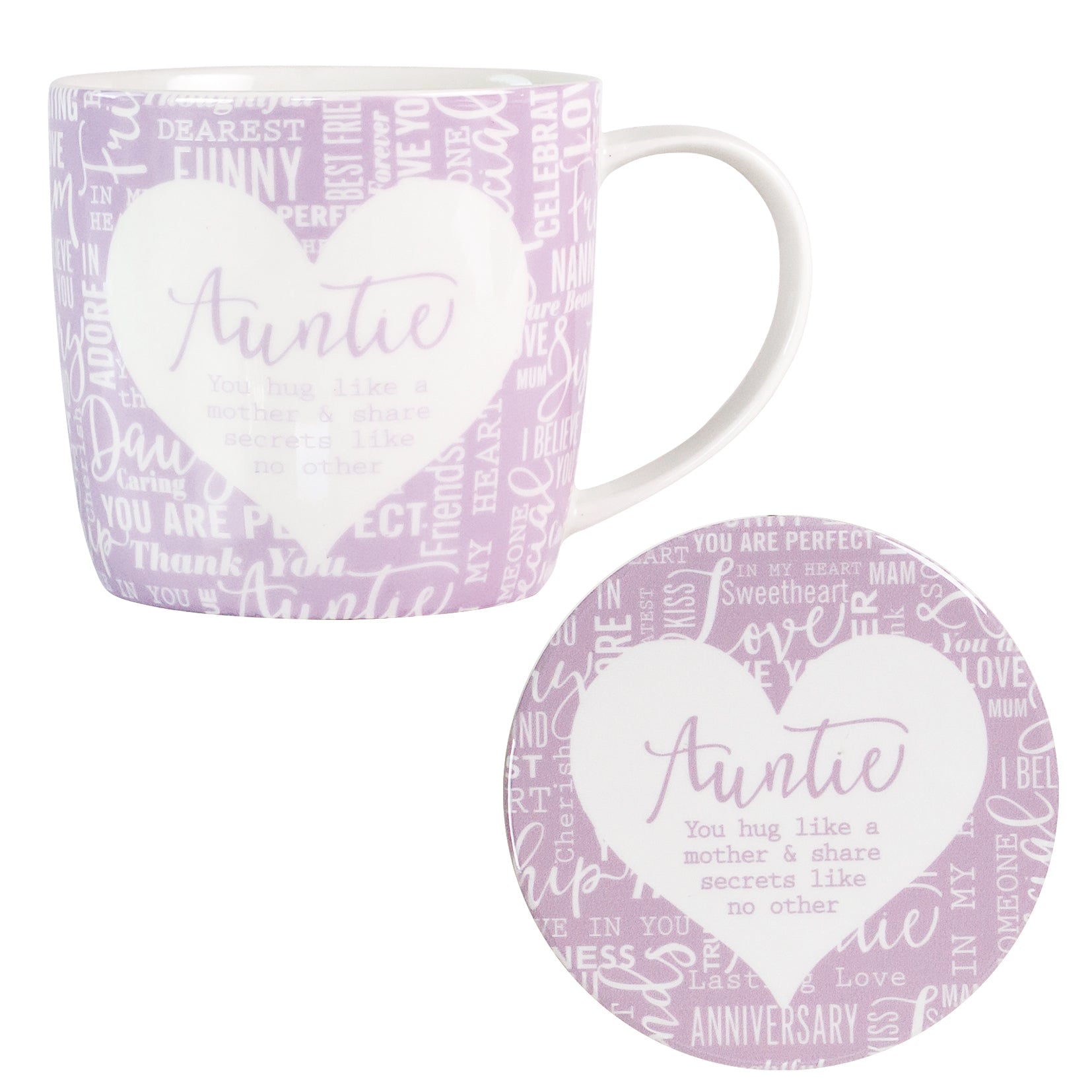 Auntie Sentiment Mug & Coaster Set - Said with Sentiment from thetraditionalgiftshop.live