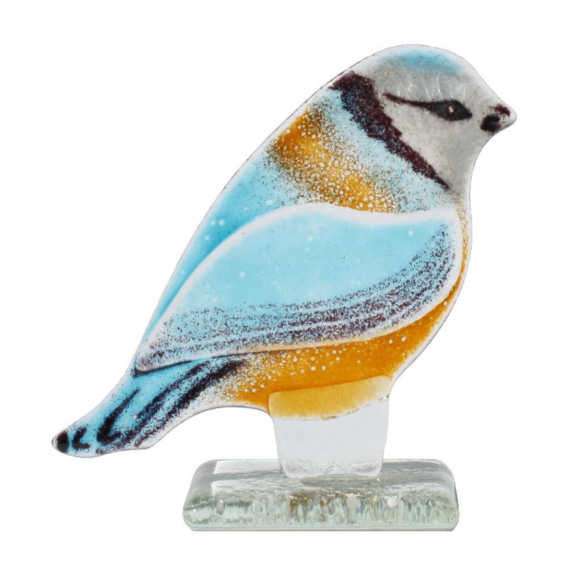 Blue Tit Fused Glass Ornament - D&J Glassware Fused Glass from thetraditionalgiftshop.live
