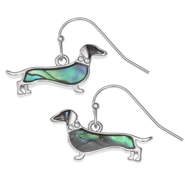 Dachshund Paua Shell Earrings - Tide Jewellery from thetraditionalgiftshop.live