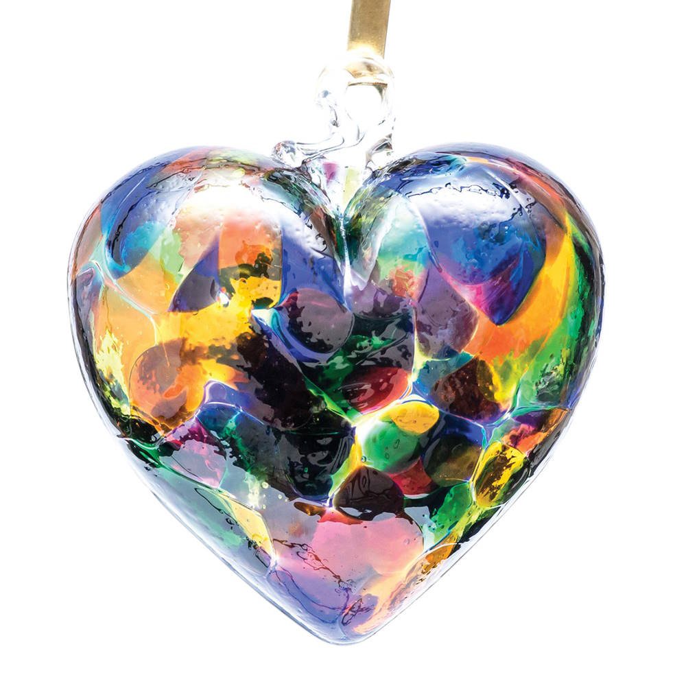 Friendship (Rainbow) Blown Glass Heart - Milford Blown Glass from thetraditionalgiftshop.live