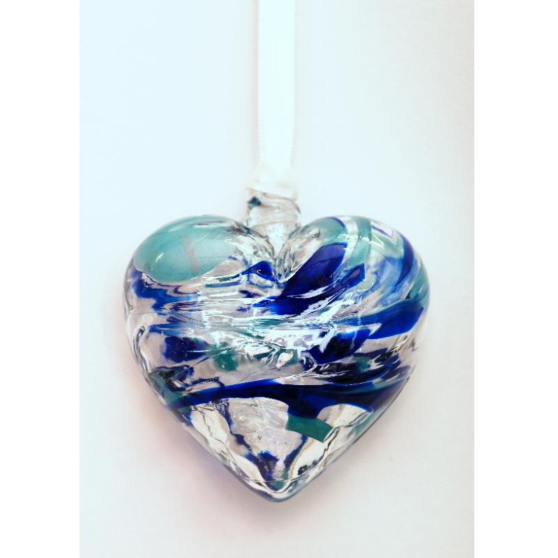 March (Aquamarine) Birthstone Blown Glass Heart - Milford Blown Glass from thetraditionalgiftshop.live