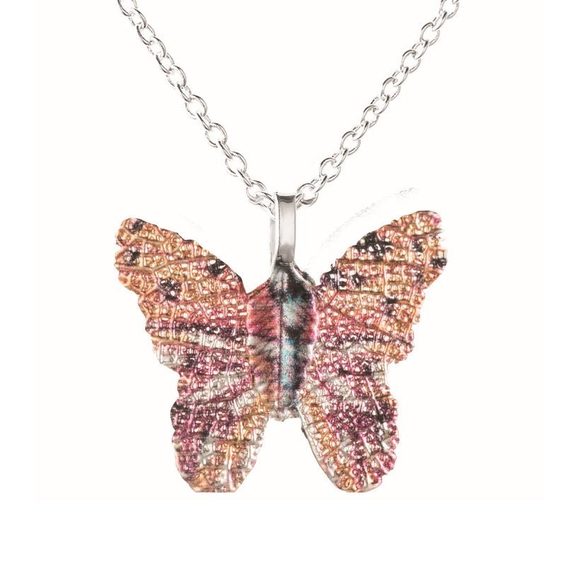 Pink Butterfly Leaf Necklace - Pure by Coppercraft from thetraditionalgiftshop.live